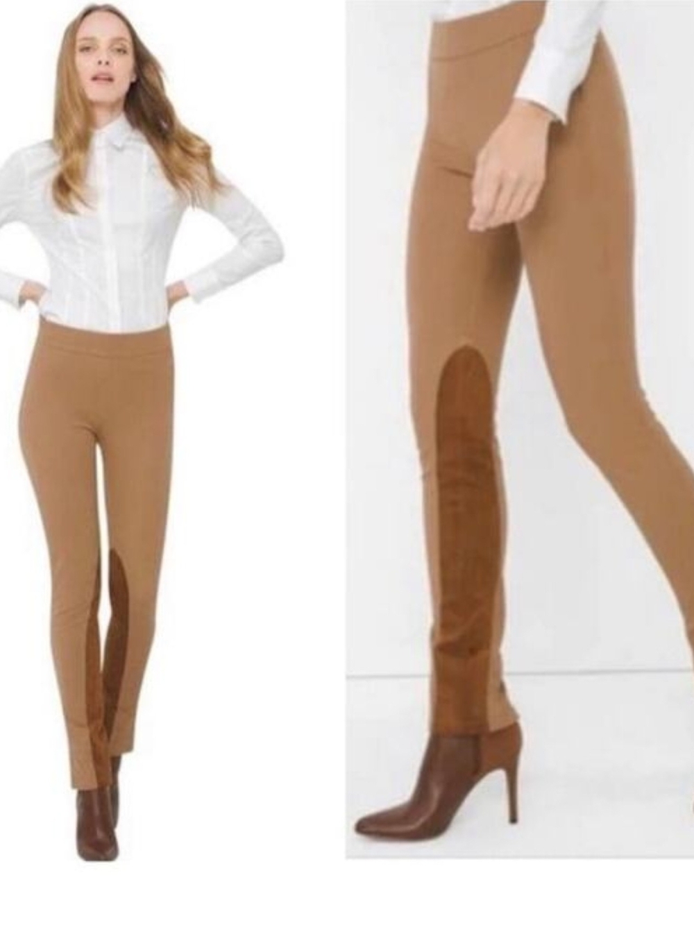 High-Waist Camel Stirrup Ponte Pants for Women NWOT